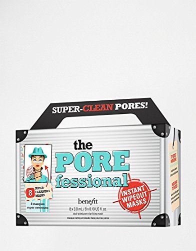 BENEFIT the POREfessional: instant wipeout masks TRAVEL/MINI SIZE 8 x 3.0 mL / 8 x 0.10 US fl. oz.8 super-cleaning DUAL-SIDED pore face masks