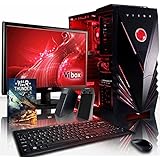 VIBOX Gaming PC - Scope Package 10 - 3.9GHz AMD A4 Dual Core APU, GT 710 GPU, Budget, Desktop Computer with Game Bundle, 19" Monitor, Speakers, Keyboard &amp; Mouse, Red Internal Lighting and Lifetime Warranty* (Super Fast AMD A4-6300 Dual 2-Core APU/CPU Processor, Nvidia GeForce GT 710 2GB Dedicated Graphics Card GPU, 4GB DDR3 1600MHz High Speed RAM Memory, 1TB (1000GB) Sata III 7200rpm Hard Drive HDD, 85+ Rated PSU, Vibox Red Case, FM2+ Motherboard, No Operating System Installed)