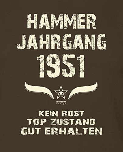 Geschenk zum 66. Geburtstag : Hammer Jahrgang 1951 : Geschenkidee für Sie und Ihn : Geburtstagsgeschenk für Männer und Frauen Kissenhülle & Kissen-füllung Farbe:braun - 2