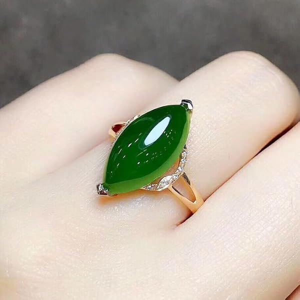Bague En Jade Vert Foncé 29,14 Carats - Taille 59/60, Naturel, Sans Traitement