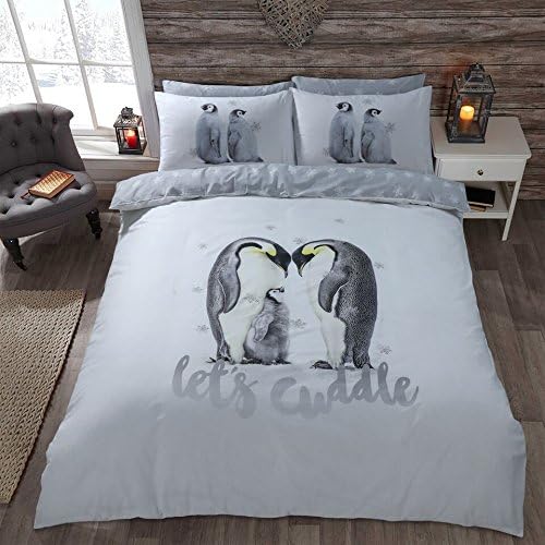 WKDR 3D Animals Duvet Cover Sets with Pillow Cases Polycotton Bedding (Single, Penguin)