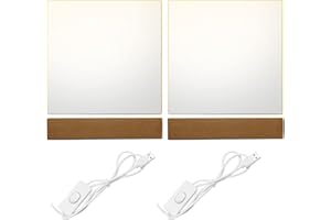 luolety LED Lichter Display Basis, 2 Stück 15 cm Rechteckig aus Holz, beleuchtet USB LED Lichtsockel Holzsockel, Holzbeleuchtung Basis Stand mit 2 Acryl Platte (warmes Licht)