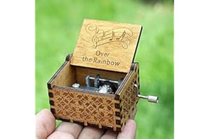 Nostalgish Over The Rainbow Music Box Hand Crank Wooden Musical Boxes Music Box - Unique Gift (Wood, Over The Rainbow)