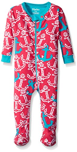 Hatley Baby-Girls Infant Footed Coverall -Painted Anchors Footies, Multicoloured (Pink), 6-12 Months