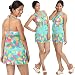 Tempting &Matchless Smooth Loving Sea Green Retro Print Tankini Padded Top With Skirted Bottom Bathing-Suit RS.1349.00