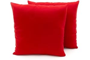 BIANCHERIAWEB Coppia Cuscini Arredo Imbottiti Tessuto Ottoman in Tinta Unita Colore Rosso 20 40x40 Rosso 20