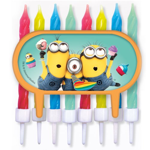 Minions – Tortendeko / Cupcake Deko mit bunten 8 Kerzen – Ich einfach unverbesserlich - Geburtstag & Party
