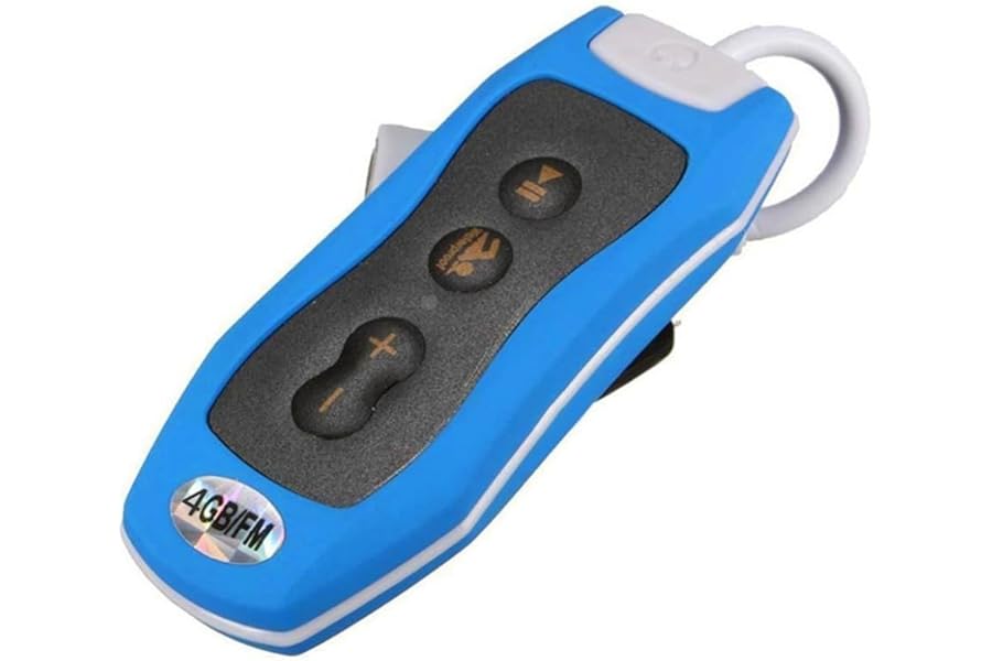 yasoe IPX8 Waterproof Clip MP3 Player FM Radio Stereo Sound Swimming Diving Surfing Cycling Sport Music Player with FM M(C) Durable 4 GB Blue