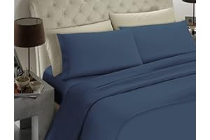 BANZAII TEXTILE INNOVATOR ONLINE Banzaii Completo Lenzuolo Matrimoniale, Blu 100% Microfibra Made in Italy, Lenzuolo Sopra 240 x 290 cm, Lenzuolo Sotto 160/170 x 190/200 x 25 cm, 2 Federe 52 x 82 cm