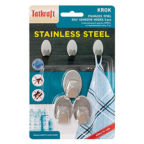 Tatkraft Krok Stark Oval Selbstklebend Handtuchhaken Bad und Küche Edelstahl 3tk - 5