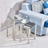 Moderno diseño elegante Nido de mesas: el nido de cristal de las mesas incluye 3 tamaños de mesa auxiliar que coinciden con diferentes muebles de oficina en casa.