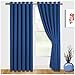 Produktbild Impero Romano Paar Soft Uni Thermo Isoliert Energiesparend Blackout Öse Ring Top Aufhängfertige Vorhänge INC 2 Gratis Passenden Raffhaltern, Blau, 66"x54"