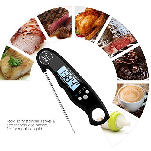 SANNU Digitales Fleisch Thermometer Sofort lesen Thermometer mit Long Probe & Back Licht, wasserdicht Küche Thermometer für Kochen Fleisch BBQ Türkei Grill, Wasser, Milch,Schnell & Auto Ein / Aus - 6