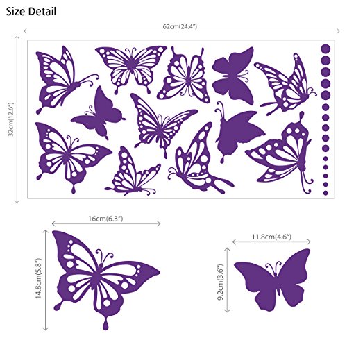 Decowall DWG-601P Moderne Schmetterling Grafik Wandsticker (Lila) - 3