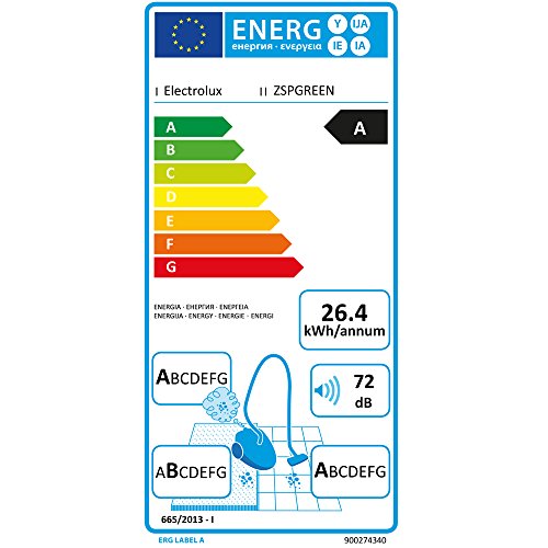 Electrolux SilentPerformer Green - Aspirador con bolsa AAA, cepillo especial para parquet, color negro ébano y verde [Clase de eficiencia energética A]