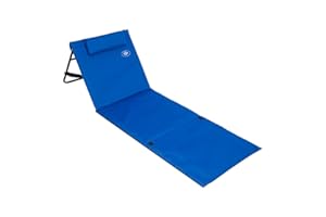 Detex Esterilla de Playa Plegable Azul 158x56cm Respaldo Ajustable Correa de Transporte y Bolsillo Incl.