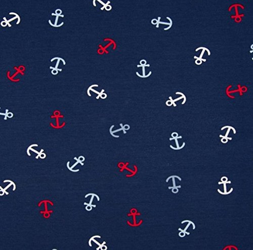 0,5m Jersey Anker kreuz & quer NEU! 1,4m breit Motivgröße ca. 1,5cm 5% Elasthan 95% Baumwolle Meterware