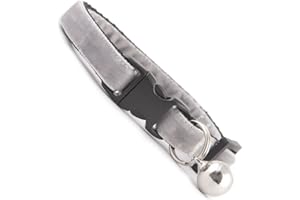 COOL CAT COLLARS Large Breed Cat Collar | Oyster Grey Double Velvet | Removable Bell | UK Made | Safety Release Buckle | Ragdoll | Maine Coon