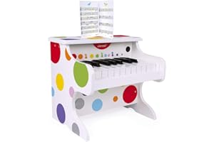 Janod - My First Confetti Wooden Electronic Piano - Pretend Play and Musical Awakening Toy - from 3 Years Old, J07618