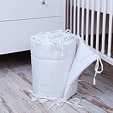 Bettumrandung Nest Kopfschutz Nestchen 420x30cm, 360x30cm, 180×30 cm Bettnestchen Baby Kantenschutz Bettausstattung Einfarbig- weiß - 4