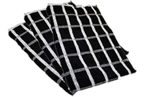 TOWELSDIRECT Portland Luxury Waffle Egyptian Tea Towel [3 PACK] 50x70cm Black/White