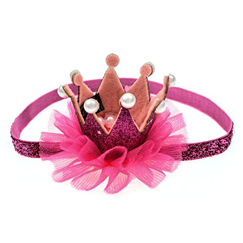 Merroyal Princess Baby Girls Crown Tiara Headband Hairband Hair Accessories (Rose)