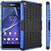Produktbild Nnopbeclik Sony Xperia Z3 Hülle, Dual Layer Rugged Armor stoßfest Handy Schutzhülle Silikon Tasche für Sony Xperia Z3 - Blau + 1x Display Schutzfolie Folie