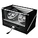 Produktbild FIRWAY Automatische Uhrenbeweger Dual 2 + 0 Uhr-Anzeigen-Rahmen Luxuriöse Dekoration 5 Betriebsarten für mechanische Armbanduhr (4+0 Black)