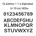 Produktbild 10 Zahlen + 1 mal das Alphabet in 10 cm Höheaus Hochleistungsfolie für Innen und Aussen, Seewasserfest, für viele Anwendungen Haus, Garten, Modelbau u.v.m