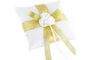 EinsSein 1 x Ring Cushion Golden Flower 20 x 20 Large Ivory Wedding Cushion Wedding Rings Vintage Wedding Ring Cushion Wedding Ring Cushion Hearts Wedding