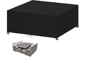 VANSHEIM Funda Muebles Jardín Impermeable Funda para Muebles de Jardin Exterior Funda para Mesa Jardin Exterior 420D Oxford Tela Protector Muebles Jardin Cubierta Mesa y Sillas Jardin 240x180x75cm