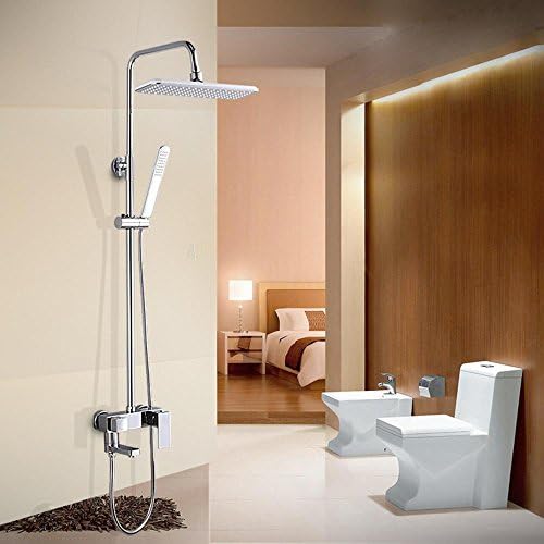BY-Modern copper shower faucet set, long, big-top adjustable shower rod, spin out under the tap