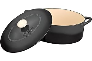 Denby - Halo Black Cast Iron Casserole Dish - Dutch Oven, Oven Safe Pot, Enamelled - 28cm, 4.25L Capacity - Oval