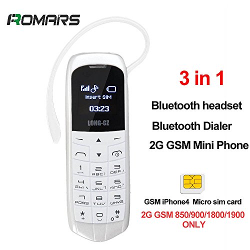 MÍNIMO MÁS PEQUEÑO DEL MÍNIMO 3 EN 1 LONG-CZ J8 Negro, mini teléfono DESBLOQUEADO con la función libre del auricular de las manos Bluetooth Dialer + Bluetooth, radio de FM, tarjeta micro de SIM GSM 2G