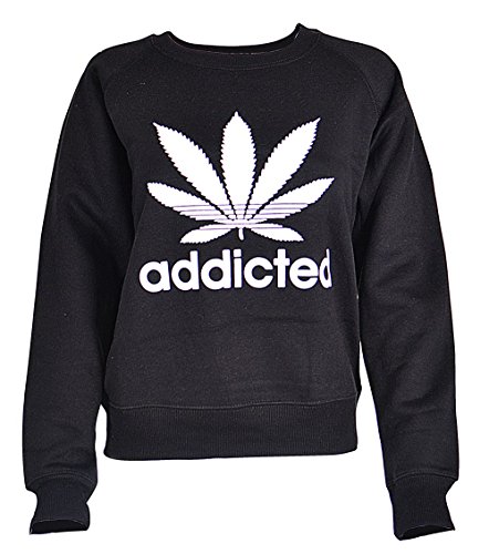 Womens Ladies Addicted Slogan Long Sleeve Sweatshirt Top