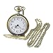 Produktbild RoadRoman Lässige Vintage Taschenuhr Bronzefarben Taschenuhr mit einzigartigem Totenkopf- und Waffenmuster Quarz Taschenuhr mit Kette