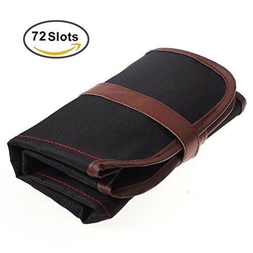 Feelily Retro Leinwand Bleistift wickeln 72 Farbe Colored Pencil Wrap Roll up Holder, Weichen Bleistift Beutel für Schule Büro Kunst，Schwarz(Keine Bleistifte)