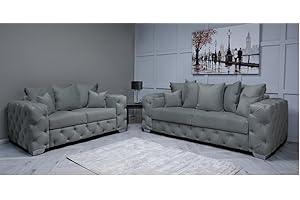 SNOOZEONLINE Snooze Velvet Ashton Scatter Back 3 and 2 Seater Sofa Sets, Corner Sofas For Living Room, Upholstered Plush Fabric 3 Seater Velvet Sofas (Black Velvet, Fabric Swatch)