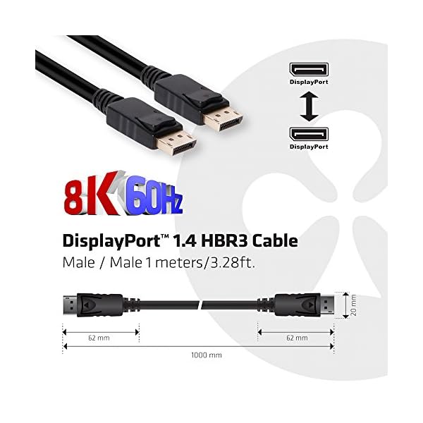 CLUB3D DisplayPort 1.4 HBR3 Cable 1metro Macho/Macho 8K60Hz - Cables displayport (1 m, DisplayPort, DisplayPort, Macho… - Image 5
