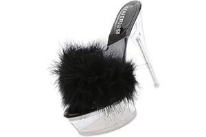 Holibanna Tacchi Alti Piuma Sandali Con Tacco Trasparente Pistoni Della Piattaforma per Le Donne-Size 37