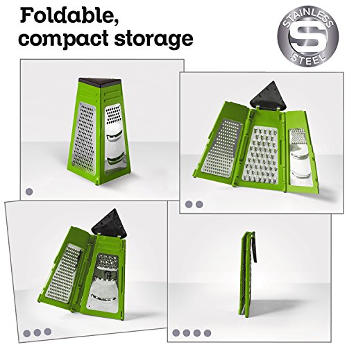Wonder Worker Skill Faltbare Reibe Edelstahl Rostfrei Grün 14X20.5cm - 3
