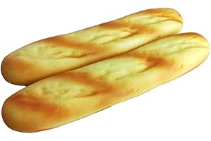 Lorigun 2PCS Artificial Fake Bread Pu Material Baguettes Realistic Faux Food, Imitation French Bread Fake Food For Decoration, Bread Model Kitchen Décor Food Photography Prop