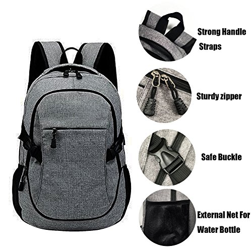 Laptop Rucksack - Computer-Rucksack Laptop-Rucksack Hochschule Rucksack mit USB-Ladeanschluss - Grau