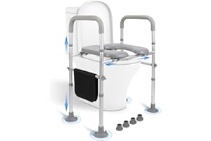 LMLJINTL Rialzo WC con Braccioli, Riduttore WC per Anziani 8-Livelli 68-85cm con Maniglie Antiscivolo, Sedia Rialzo WC Anziani Regolabile fino a 150kg