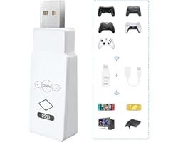 Bluetooth Adapter for PS5 DualSense/PS4 DualShock/Nintendo Switch Pro/Xbox One S Controller, Bluetooth Controller Converter A