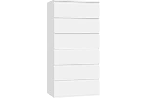 ‎FOREHILL FOREHILL 119cm hoch Kommode weiß mit 6 Schubladen, Sideboard Schubladenschrank für Schlafzimmer Flur Wohnzimmer 60x40x119cm