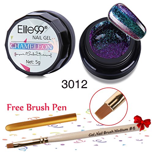 Elite99 Chameleon Colour-changing LED UV Soak off Colourful Lacquer DIY Gel Polish 5ml + Free Brush Pen 3012