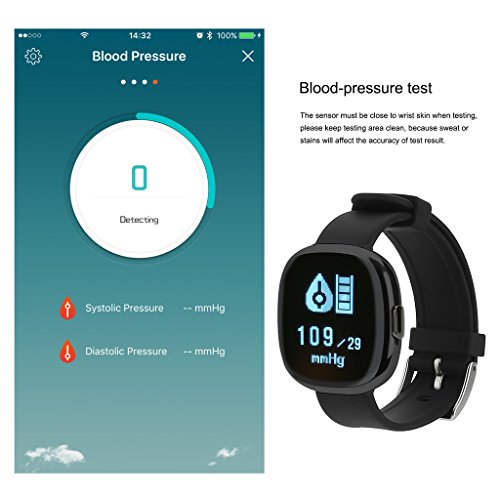 NONMON Blutdruck Herzfrequenz Monitor Fitness Tracker Pulsuhr Glasschirm - 4