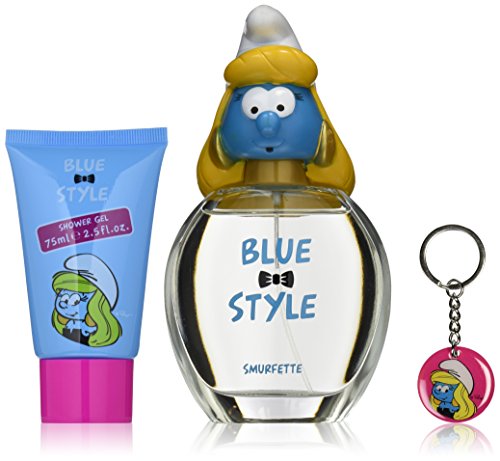 First American Brands Blue Style Die Schlümpfe Schlumpfine 100 ml Eau de Toilette + 75 ml Duschgel + Schlüsselanhänger Geschenkset für Kinder, 1er Pack (1 x 100 ml)