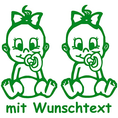 Babyaufkleber für Zwillinge mit Wunschtext - Motiv Z23-MM (16 cm)